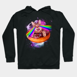 Space Cat Donut Shooting Rainbow Hoodie